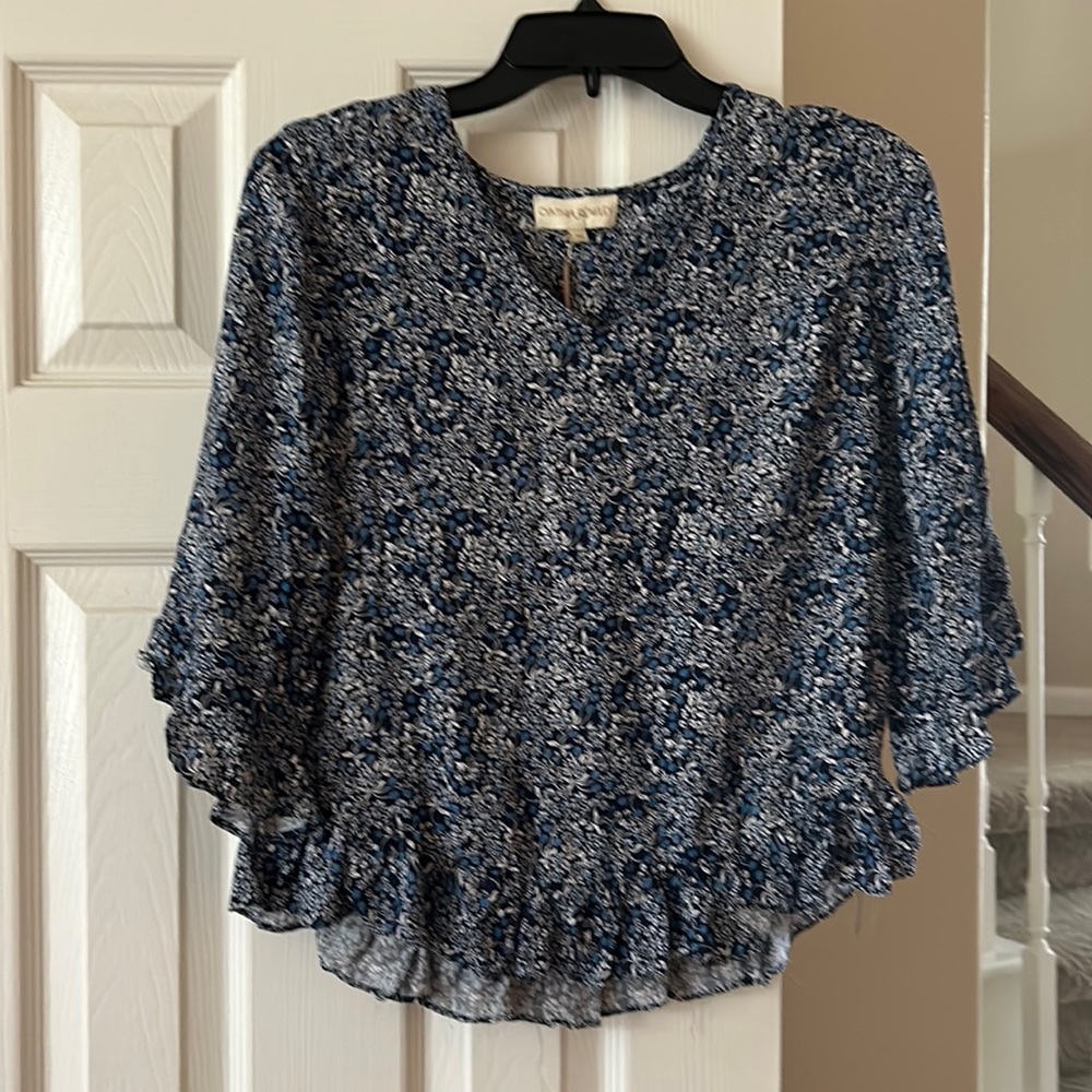 NWT Blue Flowery Cynthia Rowley Blouse. XS
